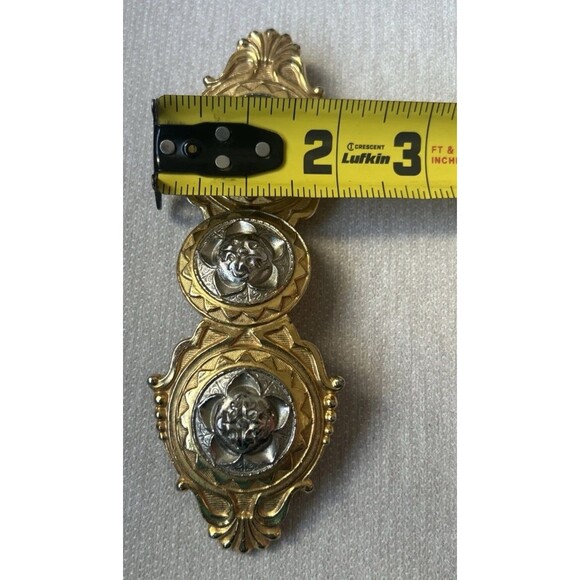 ACCESSOCRAFT Womans Gold Tone/Silver Floral Belt Buckle Vintage *BUCKLE ONLY main image 7